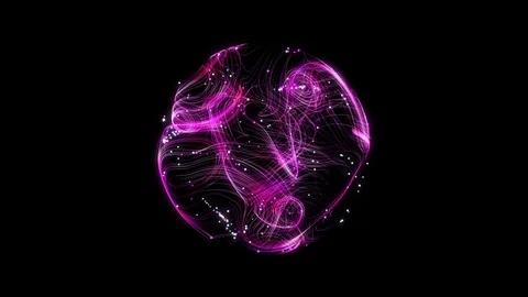 Abstract Sphere Loop Background. Lines with Glowing Particles Vídeos de archivo 129261580