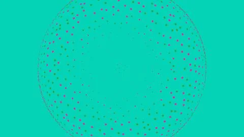 Abstract sphere made of colorful dots on teal background Illustrazione stock