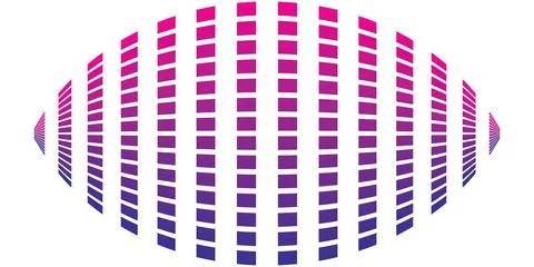 Abstract sphere made of pink and purple gradient rectangles. Ilustración de archivo