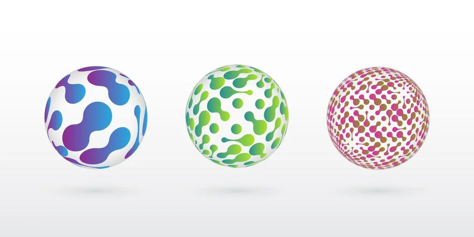 Abstract sphere object with integrated metaballs. Technological background te Stock Illustration
