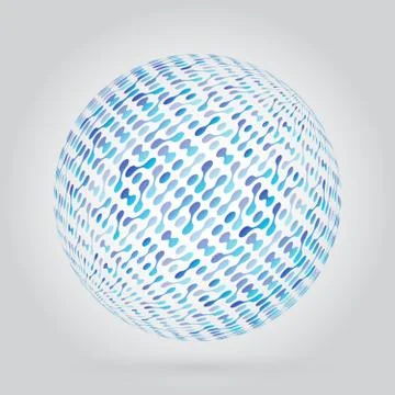 Abstract sphere object with integrated metaballs. Technological background te Stock Illustration