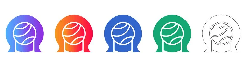 Abstract Sphere Orbit Connection Icons Set Stock Illustration