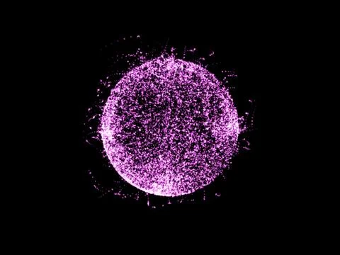 Abstract sphere of particles. Isolated on black background. Digital illustr.. Stock Illustration