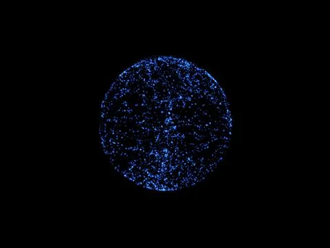 Abstract sphere of particles. Isolated on black background. Digital illustrat Иллюстрация