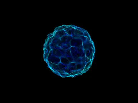 Abstract sphere of particles. Isolated on black background. Digital illustrat Иллюстрация