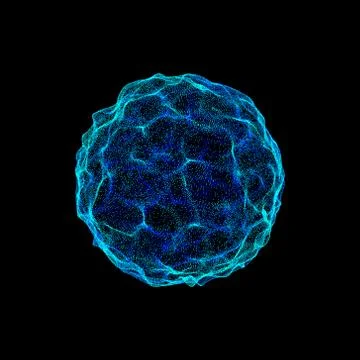 Abstract sphere of particles. Isolated on black background. 库存插图