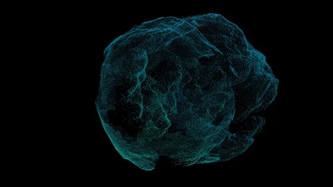 Abstract Sphere of Particles with Looping Distortion Waves Stock Footage 321217016