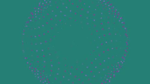 Abstract sphere of purple dots on a teal background Illustrazione stock