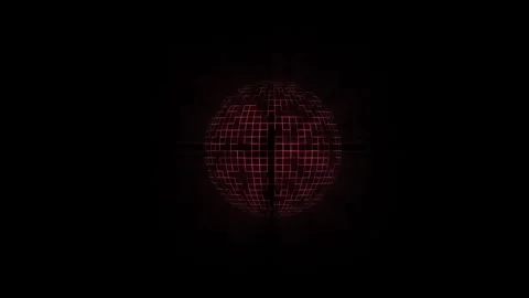 Abstract sphere of red glowing channels rotating on dark background. Abstract Stock Footage 265476312
