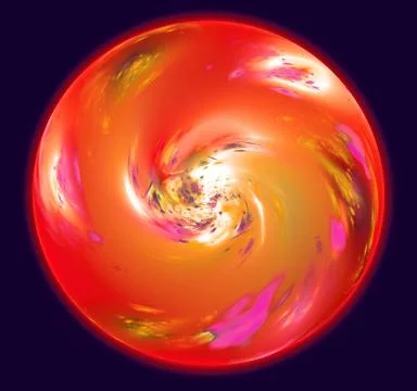 Abstract sphere resembling red planet with atmosphere in space. Fractal art Stock Illustration
