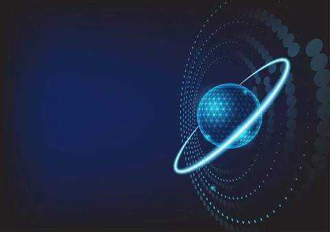 Abstract sphere with ring and dot circle technology background. Stockillustratie