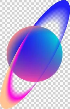 Abstract sphere is rotating in 3D render with tilted gradient ring, clear Illustrazione stock