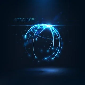 Abstract  sphere shape of  glowing circles and particles  . Global Network conne Stock-Illustration