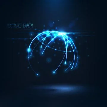 Abstract  sphere shape of  glowing circles and particles  . Global Network conne Stock-Illustration