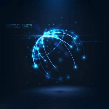 Abstract  sphere shape of  glowing circles and particles  . Global Network conne Stock Illustration