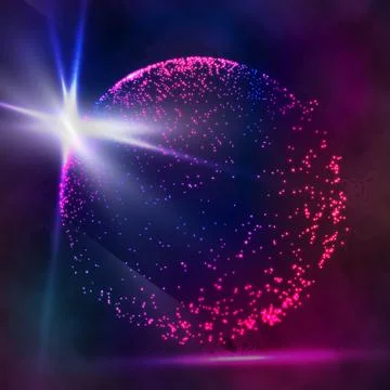 Abstract Sphere Shape Of Glowing Circles And Particles. Splash Particles Stock Illustration