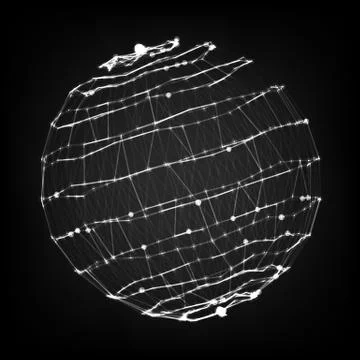 Abstract Sphere Shape Of Glowing Circles And Particles. Splash Particles Stock Illustration