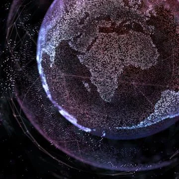 Abstract sphere shape of glowing global communication. Global Network connection Stock Illustration