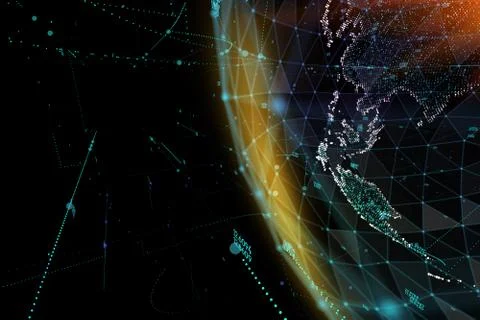 Abstract sphere shape of glowing global communication. Global Network connection 스톡 일러스트