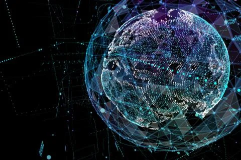 Abstract sphere shape of glowing global communication. Global Network connection Stock Illustration