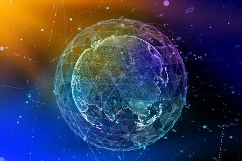 Abstract sphere shape of glowing global communication. Global Network connection Stock Illustration