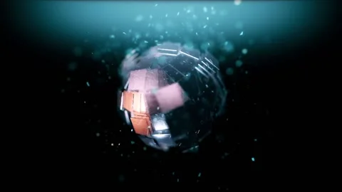 Abstract Sphere Shape Lights And Particles Motion Background Loop Video stock 201673991