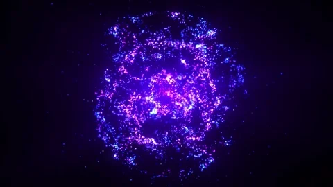 Abstract sphere of shiny particles of magic glow on dark background, energy Stock Footage 311999586