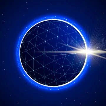 Abstract Sphere in Space with Eclipse Stock Illustration