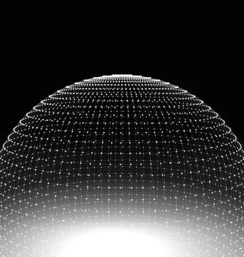 Abstract Sphere Surface Wireframe Polygonal Stock Illustration