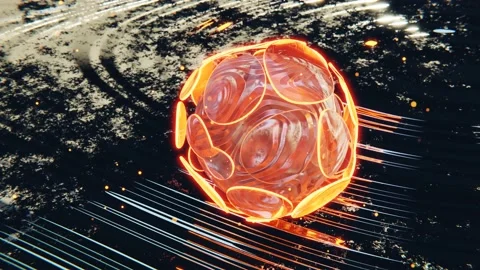An abstract sphere surrounded by luminous energy clots Stock Footage 197313192