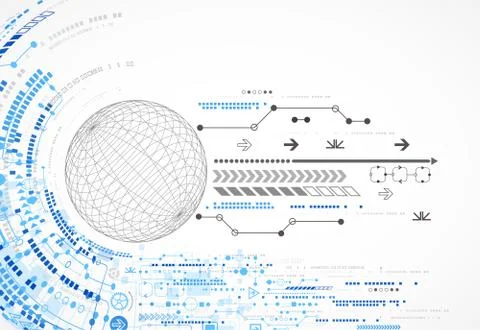 Abstract sphere technological background with various tech elements Stock Illustration