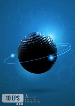 Abstract sphere with technology conceptual on blue background Illustrazione stock