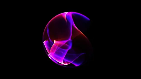 Abstract sphere wavy gradient shapes lines neon purple colors black background Stock Footage 270231835