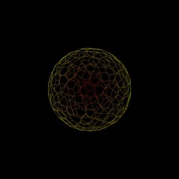 Abstract Sphere wireframe. Isolated on black background. Vector outline illus イラスト素材
