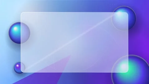 Abstract spheres float on blue purple gradient background with clear frame. Stock Footage 347977869