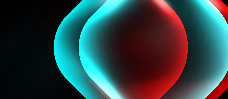 Abstract spheres overlap, creating vibrant color gradients. Teal, red, white Stock Illustration