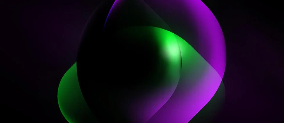 Abstract spheres overlap, creating vibrant gradients. Purple, green hues Illustration