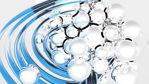 Abstract spheres on white background. 3D rendering Stock Illustration