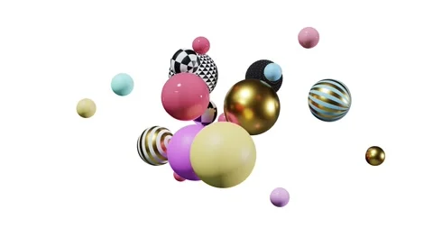 Abstract spheres on white background, composition of flying balls, 3D mixed Stock Footage 162028504