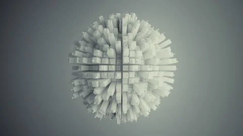 Abstract Spherical City, 3d Animation 4k Stock Footage 64075093