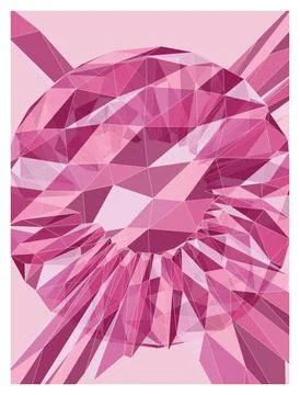 Abstract spherical geometric shape made of pink triangles creating crystal .. Illustrazione stock