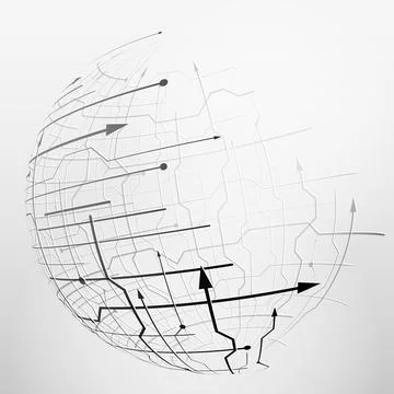 Abstract spherical mesh of geometric lines Stock Illustration