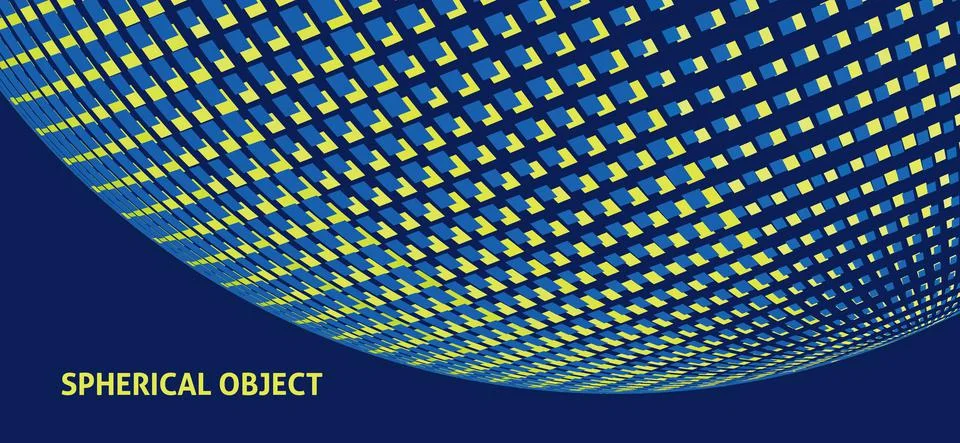 Abstract spherical object on dark blue background Stock Illustration