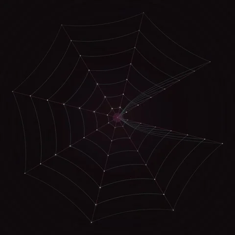 Abstract Spider Web Pattern with Glowing Particles on Dark Background Stock Footage 347804131