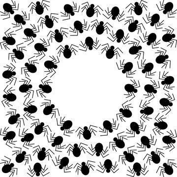 Abstract Spiders Circular Frame border Halloween greeting or invitation Copy Stock Illustration