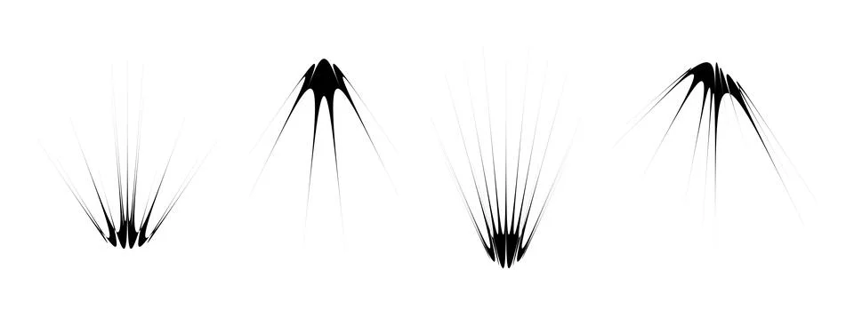 Abstract spiky element set. Thin thorn semicircle shapes and angular sunburst Stock Illustration