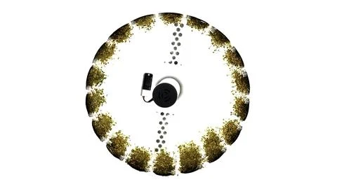Abstract spinning circular object with yellow withered grass growing along its Stock Illustration