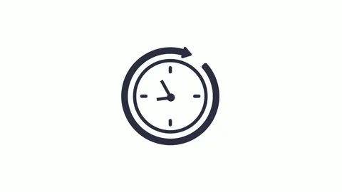 Abstract Spinning Clock Icon Animation with 24 Hours Timer Stock Footage 325331620