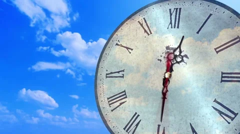Abstract Spinning Clock with Sky Background Time-lapse Stock Footage 53067917