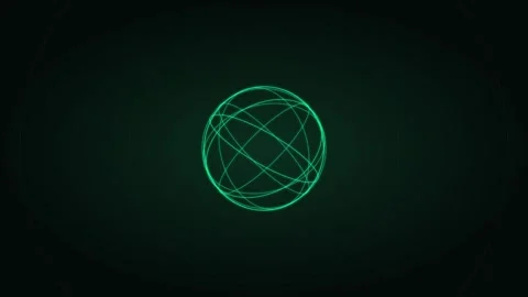 Abstract spinning green wireframe sphere motion graphic Stock-Footage 345548384